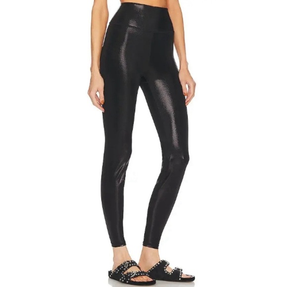 WeWoreWhat Pants - WeWoreWhat Leather Look Black Metallic High Rise Leggings Women's Size Large